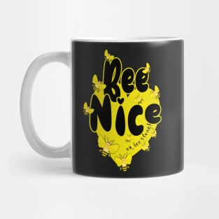 Bees on a Yellow Heart. Bee Nice - Or Bee Stung! Mug